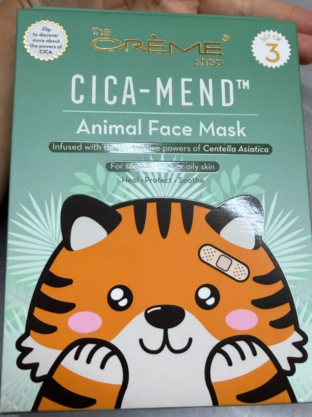 The Creme Shop Cica-Mend Animal Face Mask — Green (Tiger Design)